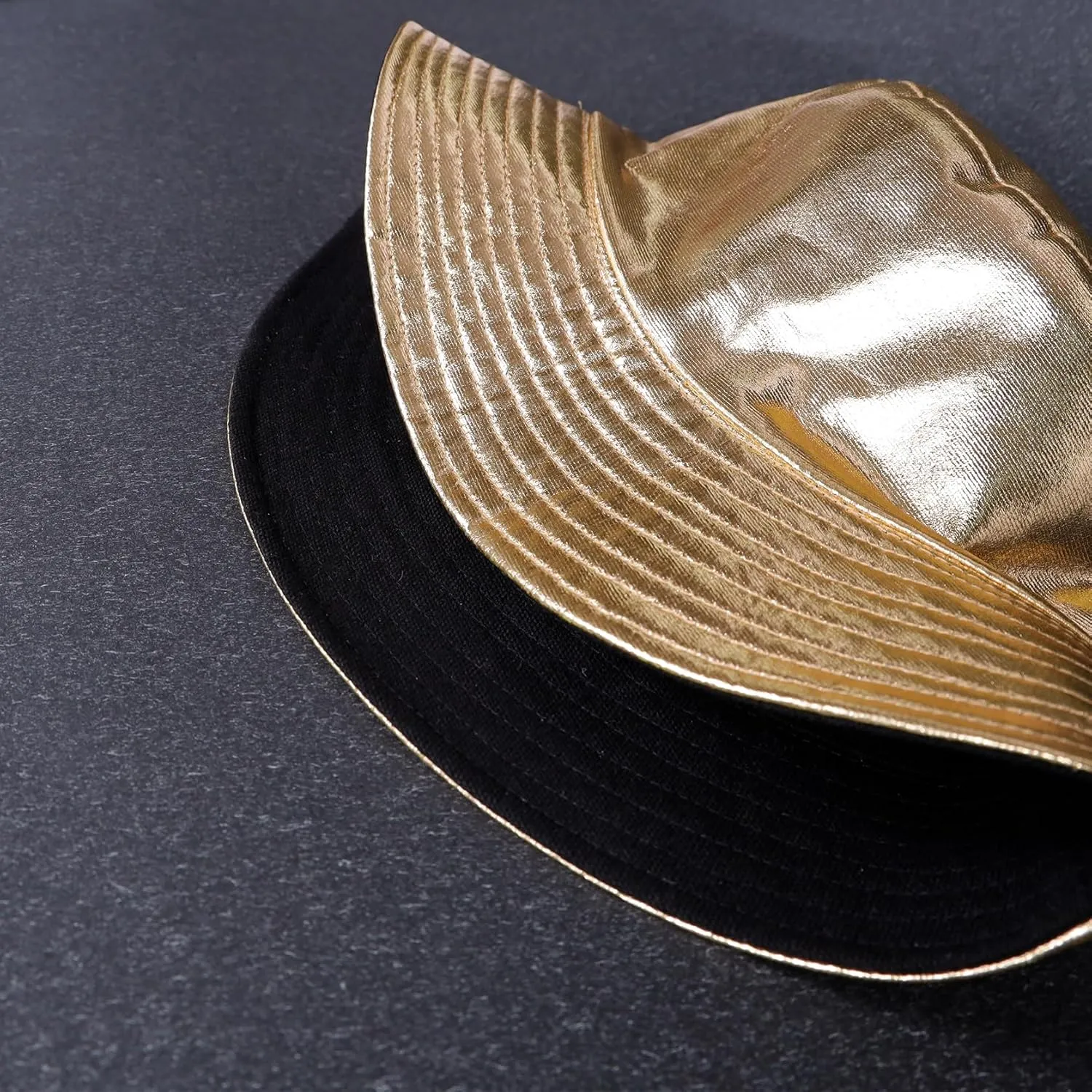 Unisex Metallic Bucket Hat Waterproof Holographic Bucket Hat Fishing Hat Trendy Hip Pop Sun Cap