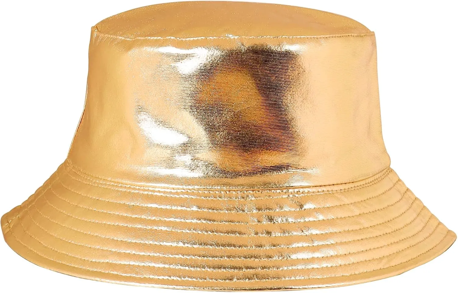 Unisex Metallic Bucket Hat Waterproof Holographic Bucket Hat Fishing Hat Trendy Hip Pop Sun Cap
