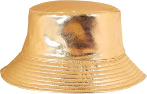 Unisex Metallic Bucket Hat Waterproof Holographic Bucket Hat Fishing Hat Trendy Hip Pop Sun Cap