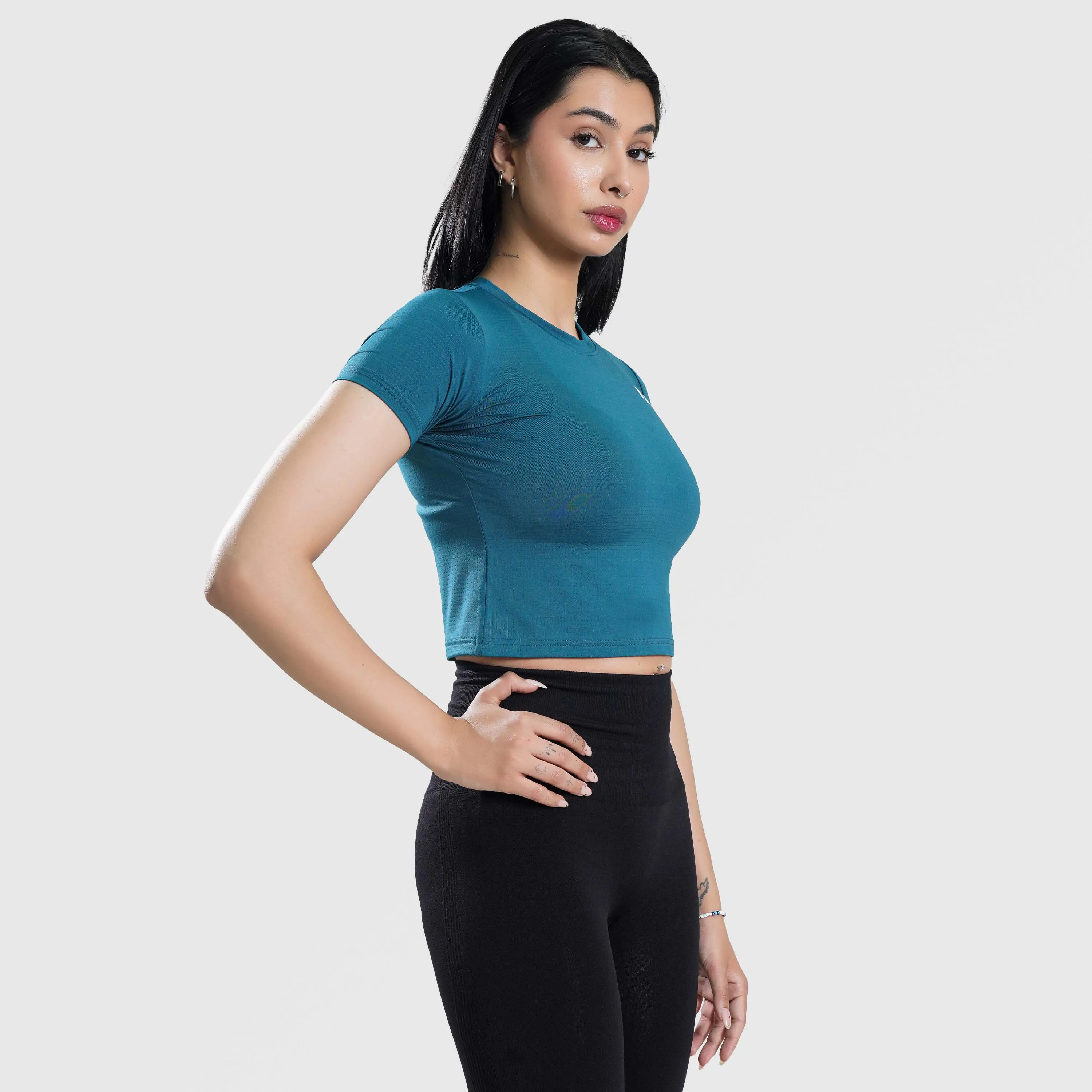 W024 Cropped Tee (Teal)
