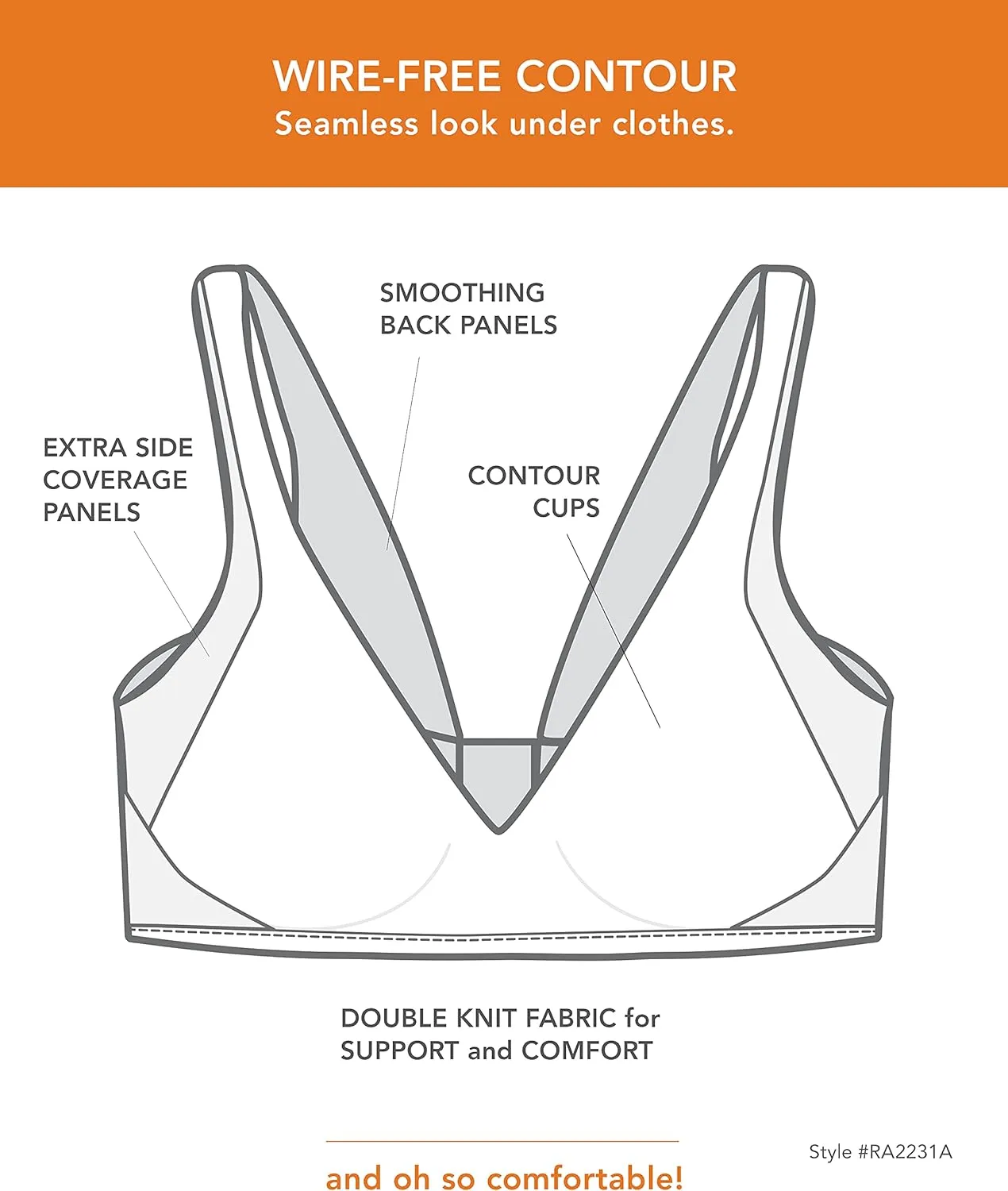Warner's Women's No Side Effects Underarm and Back-Smoothing Comfort Wireless Lightly Lined T-Shirt Bra Ra2231a