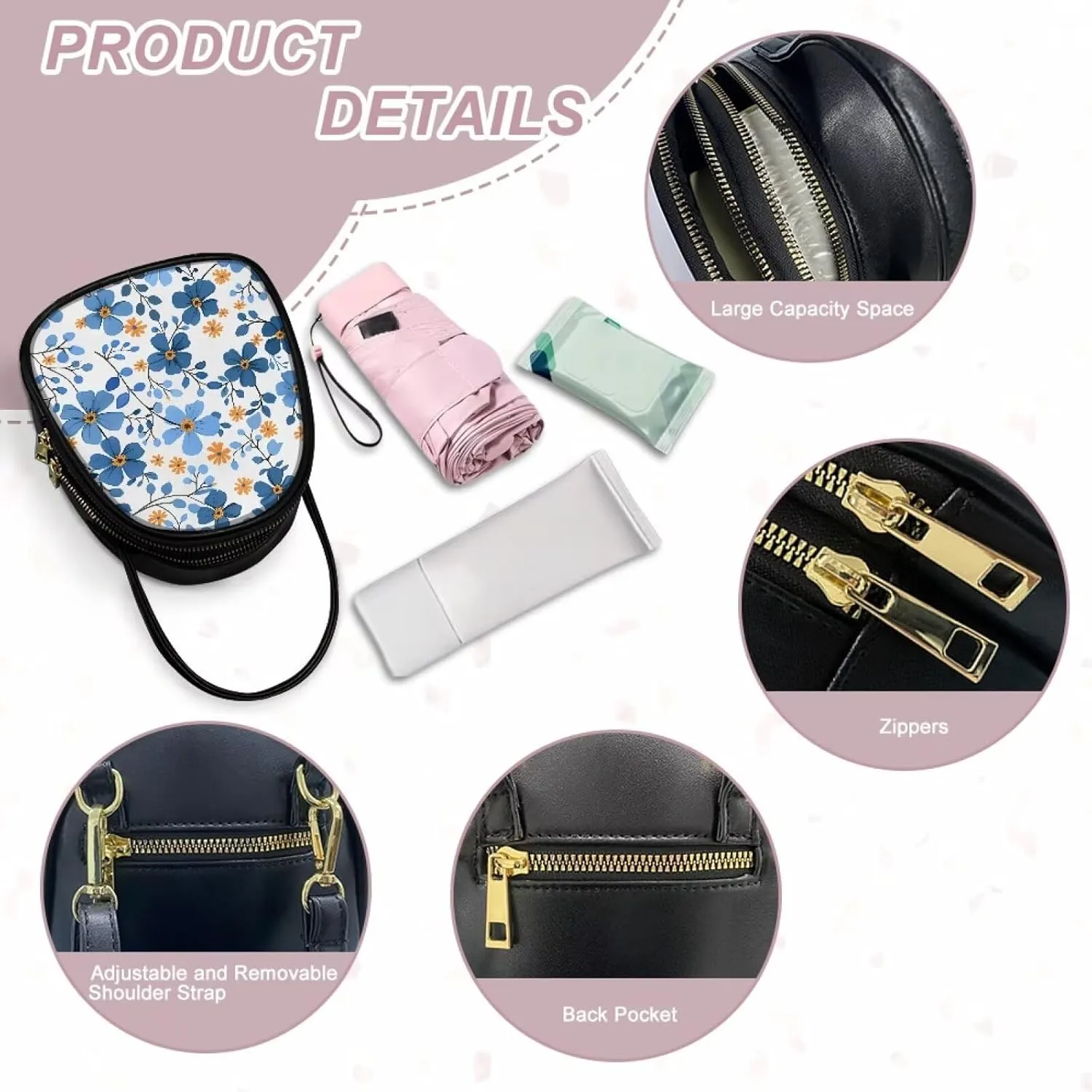 Women Crossbody Bag Ladies PU Leather Handbag Fashion Sling Shoulder Purse Double Layer Soft Small Square Bag