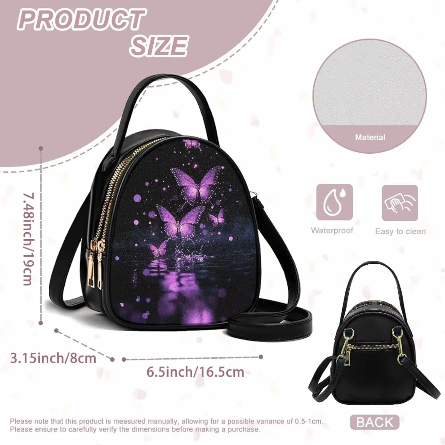 Women Crossbody Bag Ladies PU Leather Handbag Fashion Sling Shoulder Purse Double Layer Soft Small Square Bag
