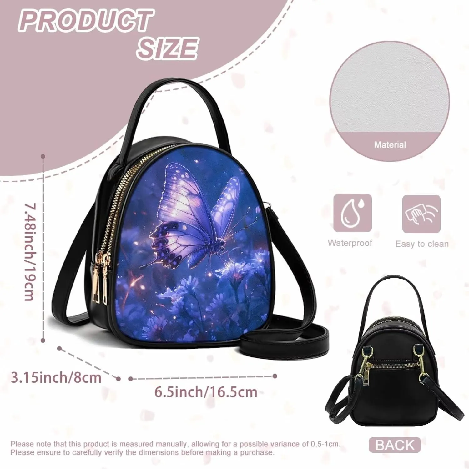 Women Crossbody Bag Ladies PU Leather Handbag Fashion Sling Shoulder Purse Double Layer Soft Small Square Bag