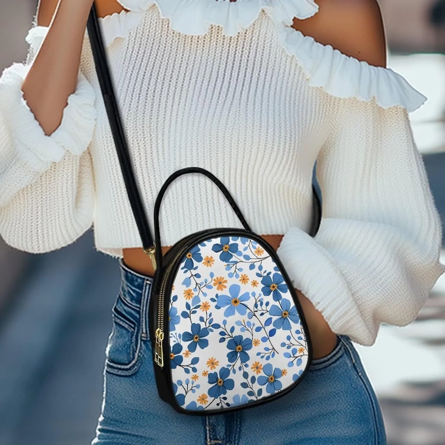 Women Crossbody Bag Ladies PU Leather Handbag Fashion Sling Shoulder Purse Double Layer Soft Small Square Bag