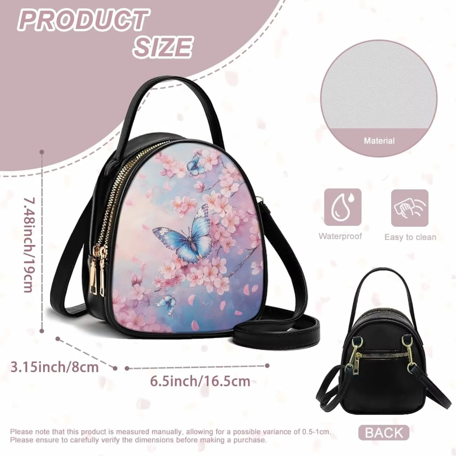 Women Crossbody Bag Ladies PU Leather Handbag Fashion Sling Shoulder Purse Double Layer Soft Small Square Bag