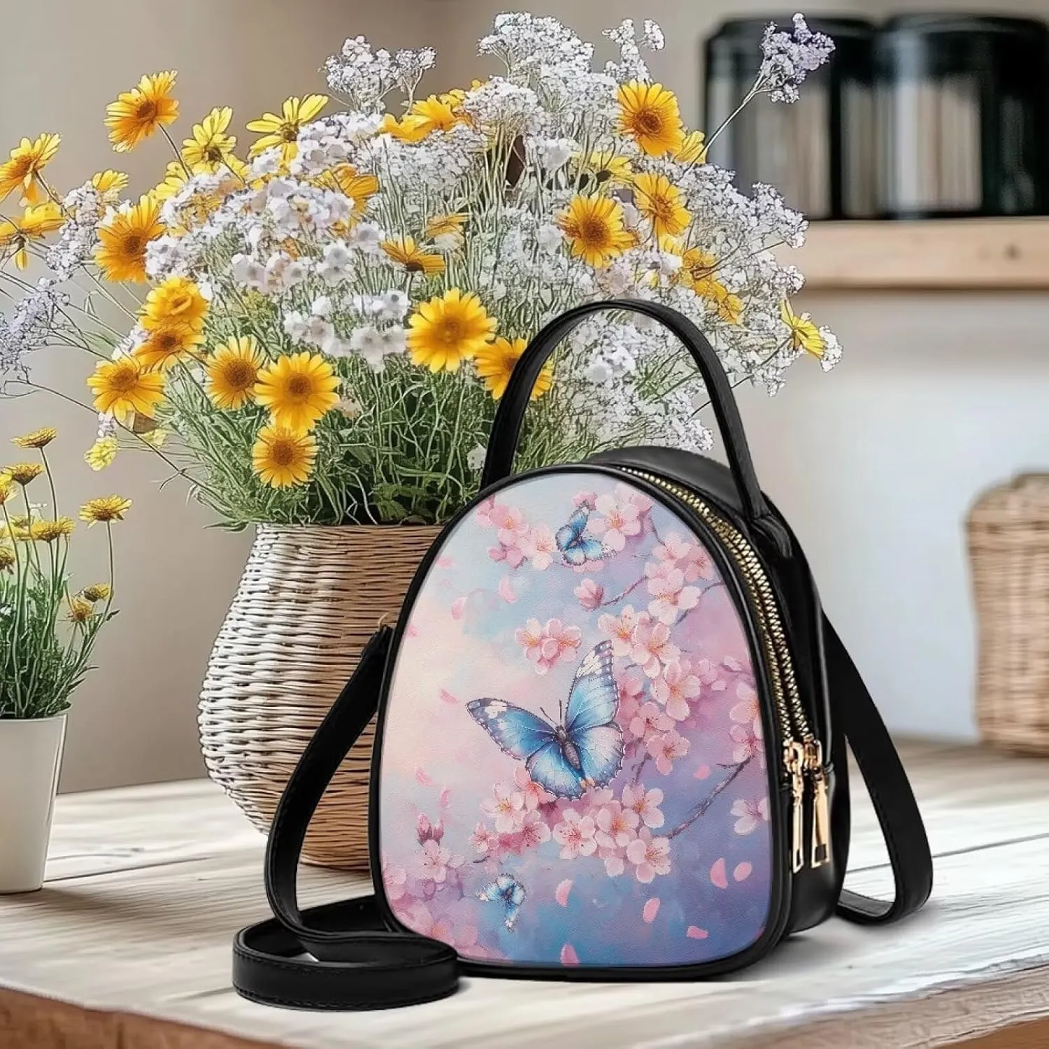 Women Crossbody Bag Ladies PU Leather Handbag Fashion Sling Shoulder Purse Double Layer Soft Small Square Bag