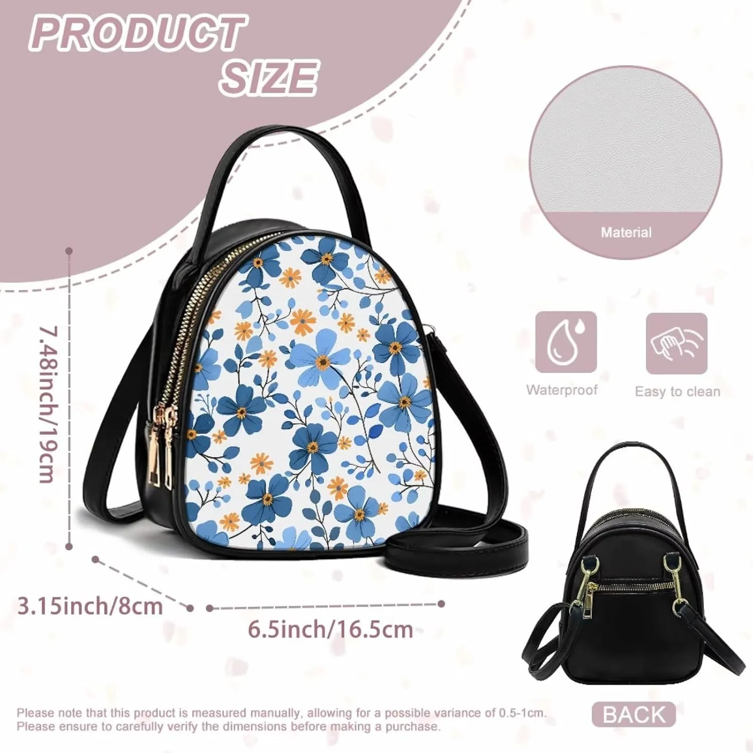 Women Crossbody Bag Ladies PU Leather Handbag Fashion Sling Shoulder Purse Double Layer Soft Small Square Bag