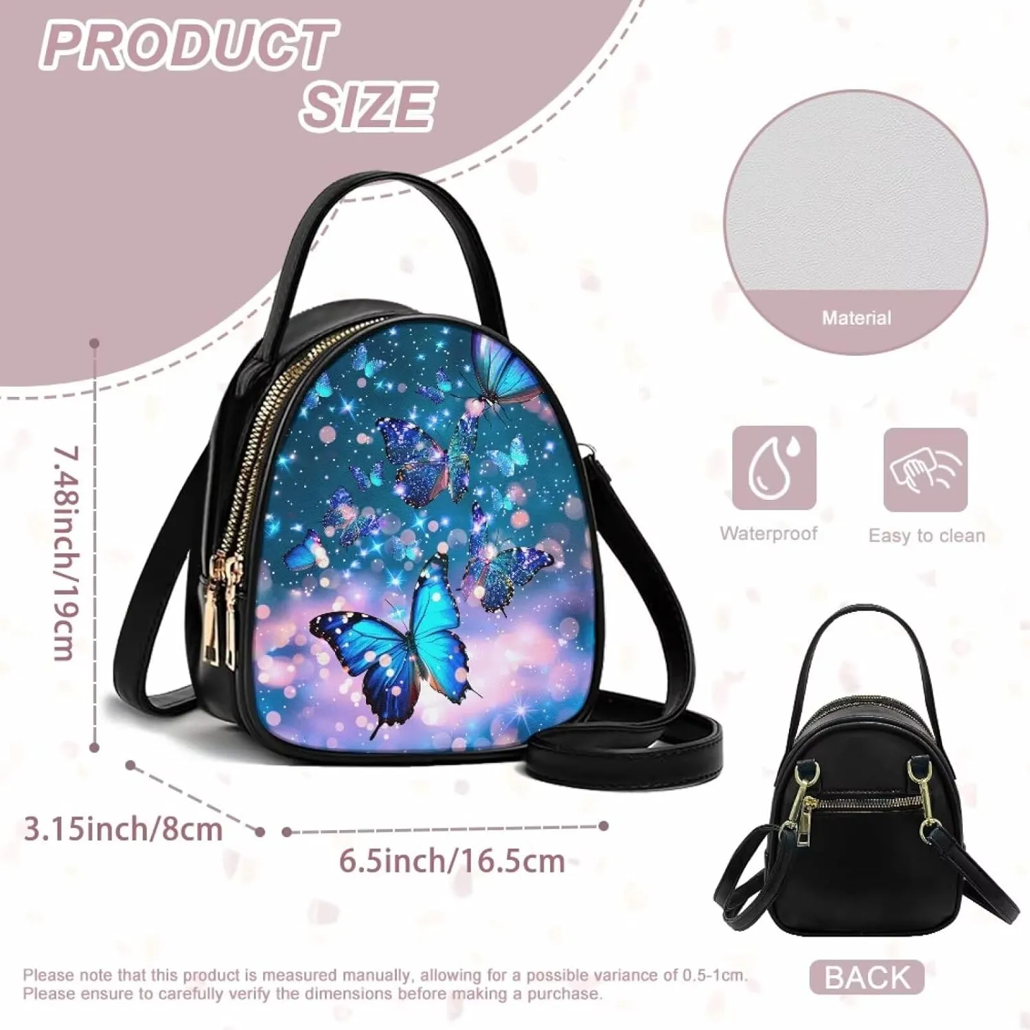 Women Crossbody Bag Ladies PU Leather Handbag Fashion Sling Shoulder Purse Double Layer Soft Small Square Bag