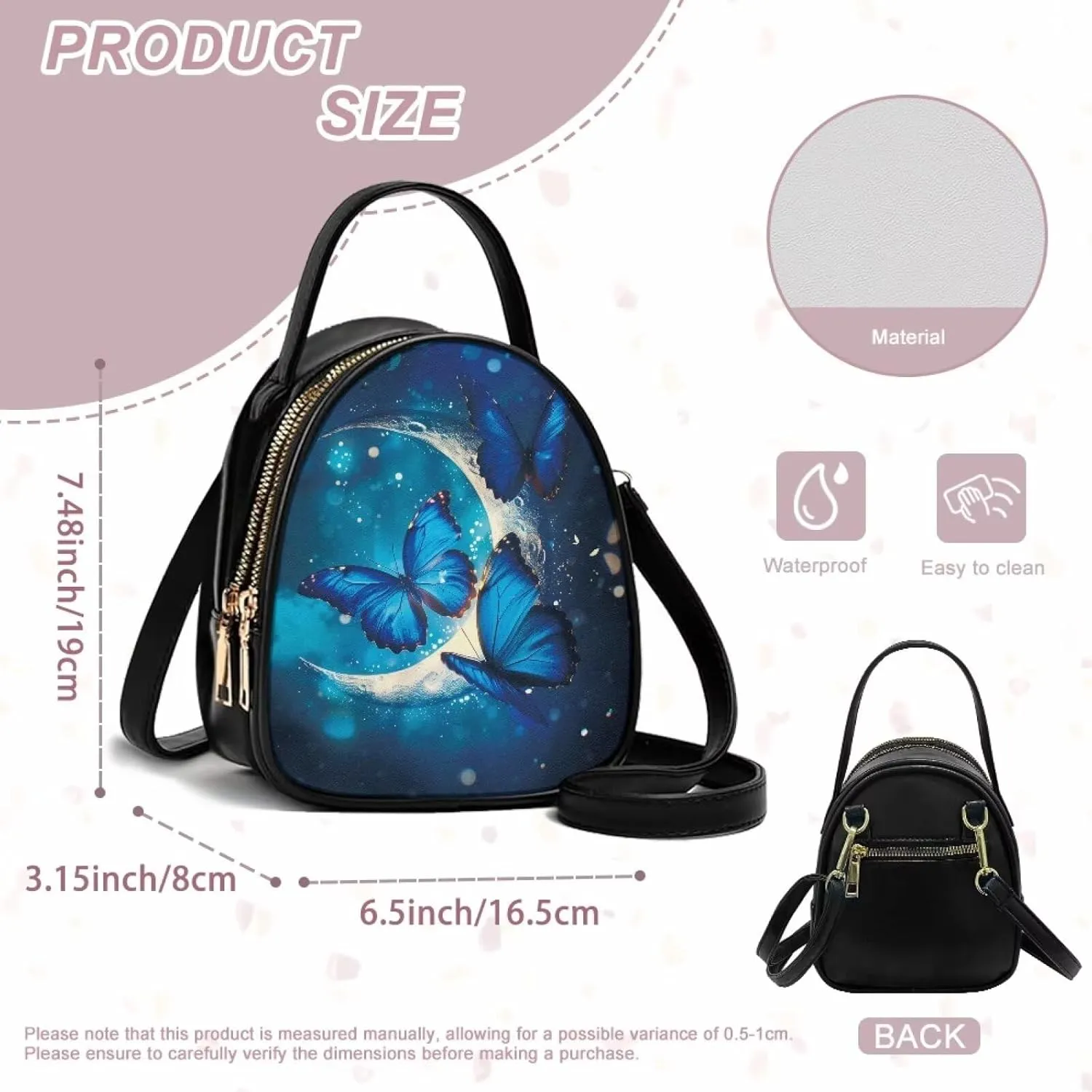 Women Crossbody Bag Ladies PU Leather Handbag Fashion Sling Shoulder Purse Double Layer Soft Small Square Bag