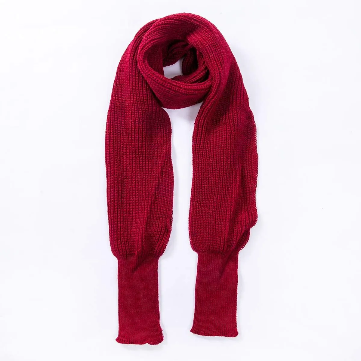 Women Fall Winter Snowfall Sweater Scarf with Sleeves Multi-Use Wrap Blanket Scarf Crochet Knitted Shawl Cape