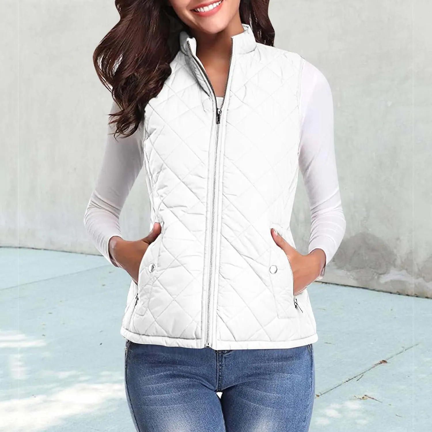 Women's Vest Sleeveless Jacket Coat Casual Autumn Warm Vest Cardigan Zipper Warm and Temperament Vest Coat Bed