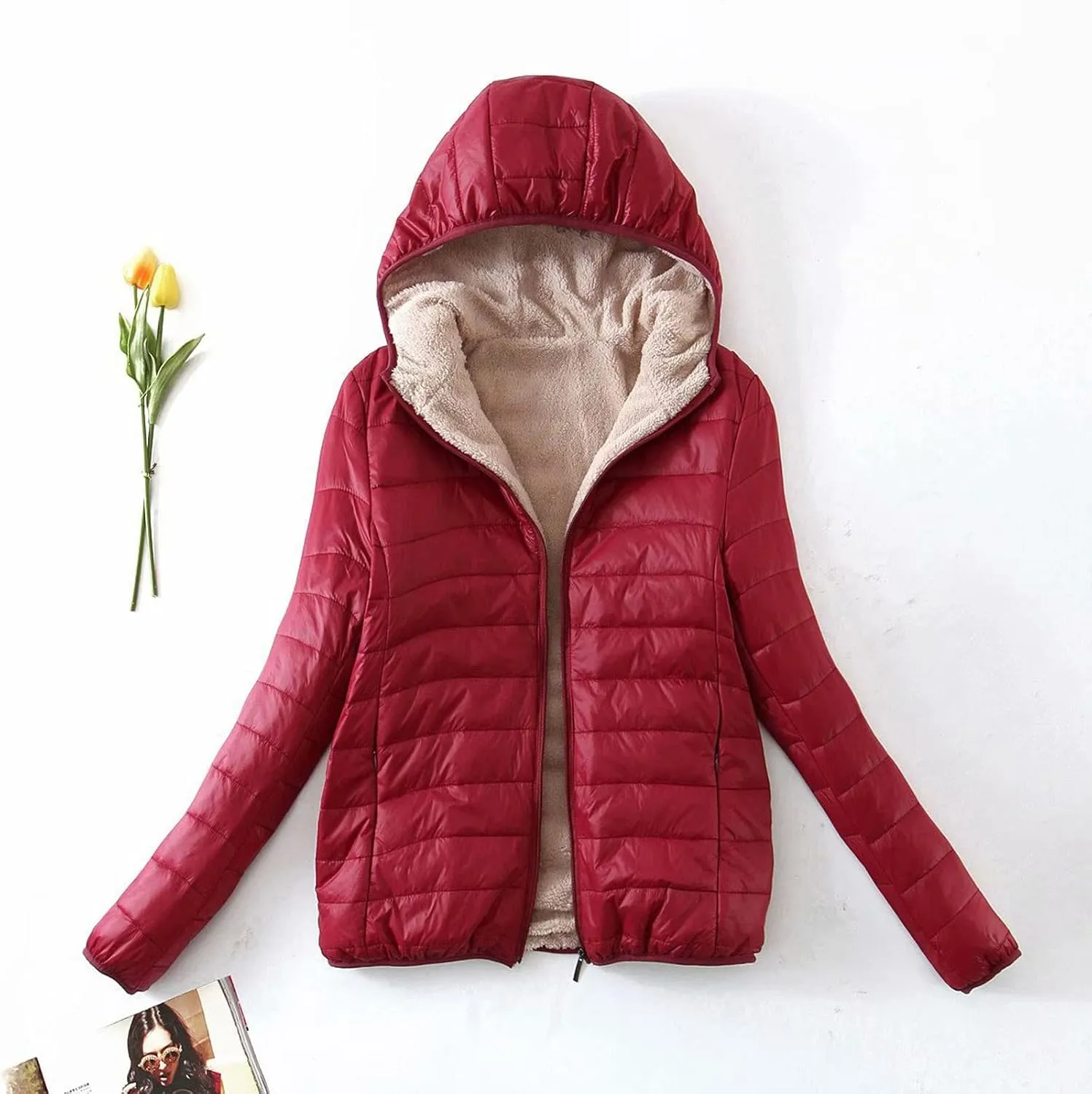 Women's Warm Winter Coat Thicken Fleece Lined down Jacket Thermal Jacket Winter Warm Casual Thick Coats Pockets