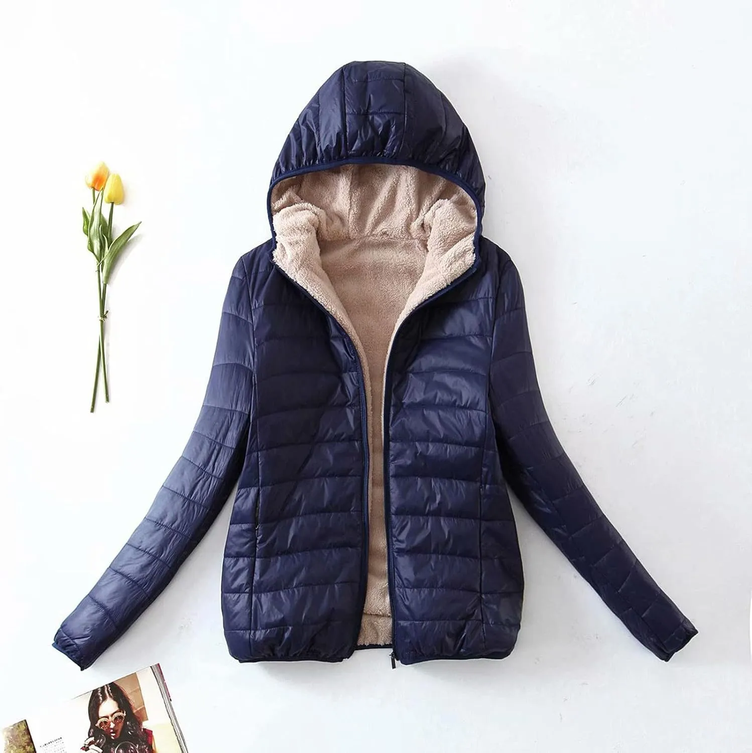 Women's Warm Winter Coat Thicken Fleece Lined down Jacket Thermal Jacket Winter Warm Casual Thick Coats Pockets