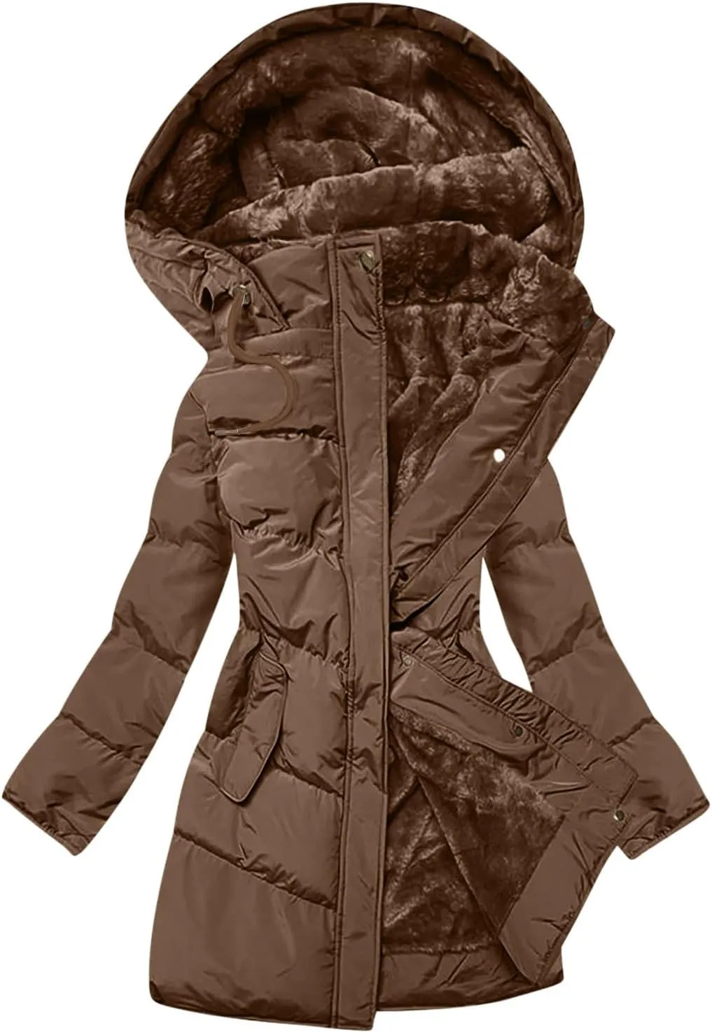 Women's Warm Winter Hooded Coat Down Long Jacket Warm Parka Thicken Puffer Coat with Removable Fur Hood