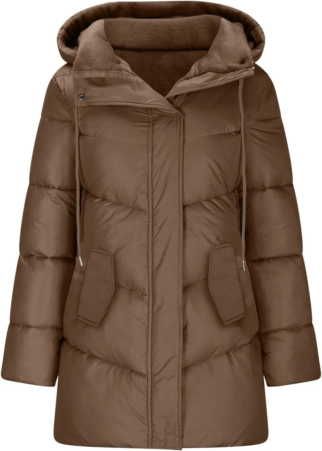 Women's Warm Winter Hooded Coat Down Long Jacket Warm Parka Thicken Puffer Coat with Removable Fur Hood