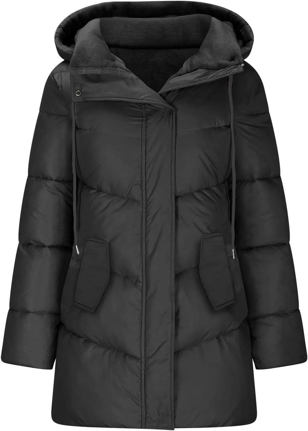 Women's Warm Winter Hooded Coat Down Long Jacket Warm Parka Thicken Puffer Coat with Removable Fur Hood