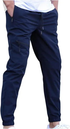 Xiaojmake Men's Casual Waffle Joggers Pants Lightweight Slim Fit Sweatpants Workout Hiking Pants Open Bottom Lounge Trousers