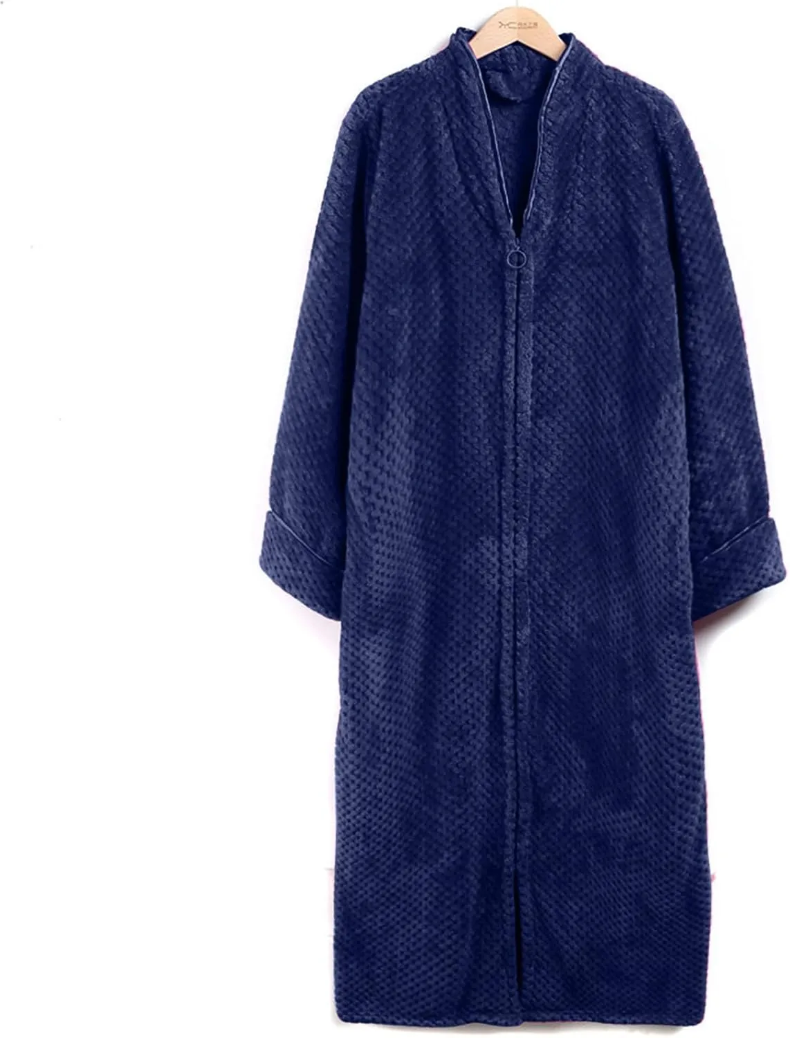 XUNRYAN Women's Zip Up Flannel Fleece Robe Soft Warm Plush Oversized Bathrobe with Pockets Loungewear Winter Warm Outfit