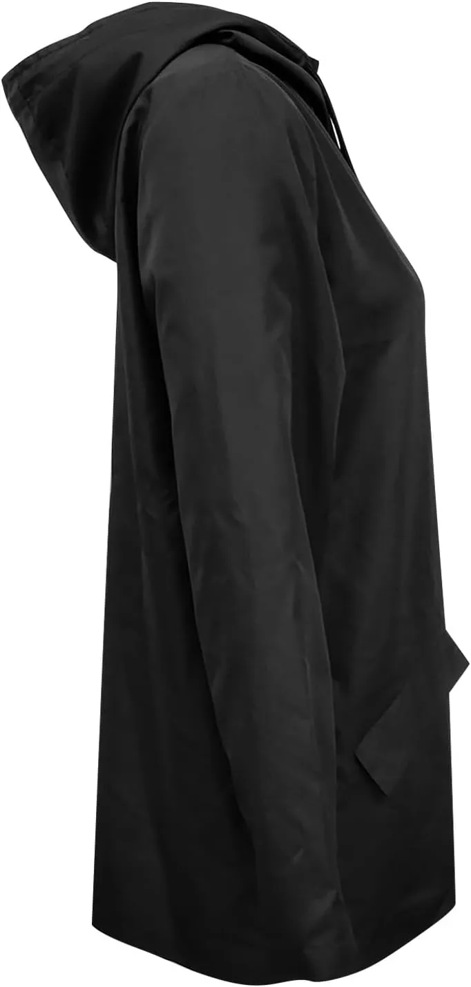 ZYXTIM Womens Waterproof Packable Jacket Button Down Lightweight Windproof Rain Coat Hooded Multi-Use Clear EVA Raincoat